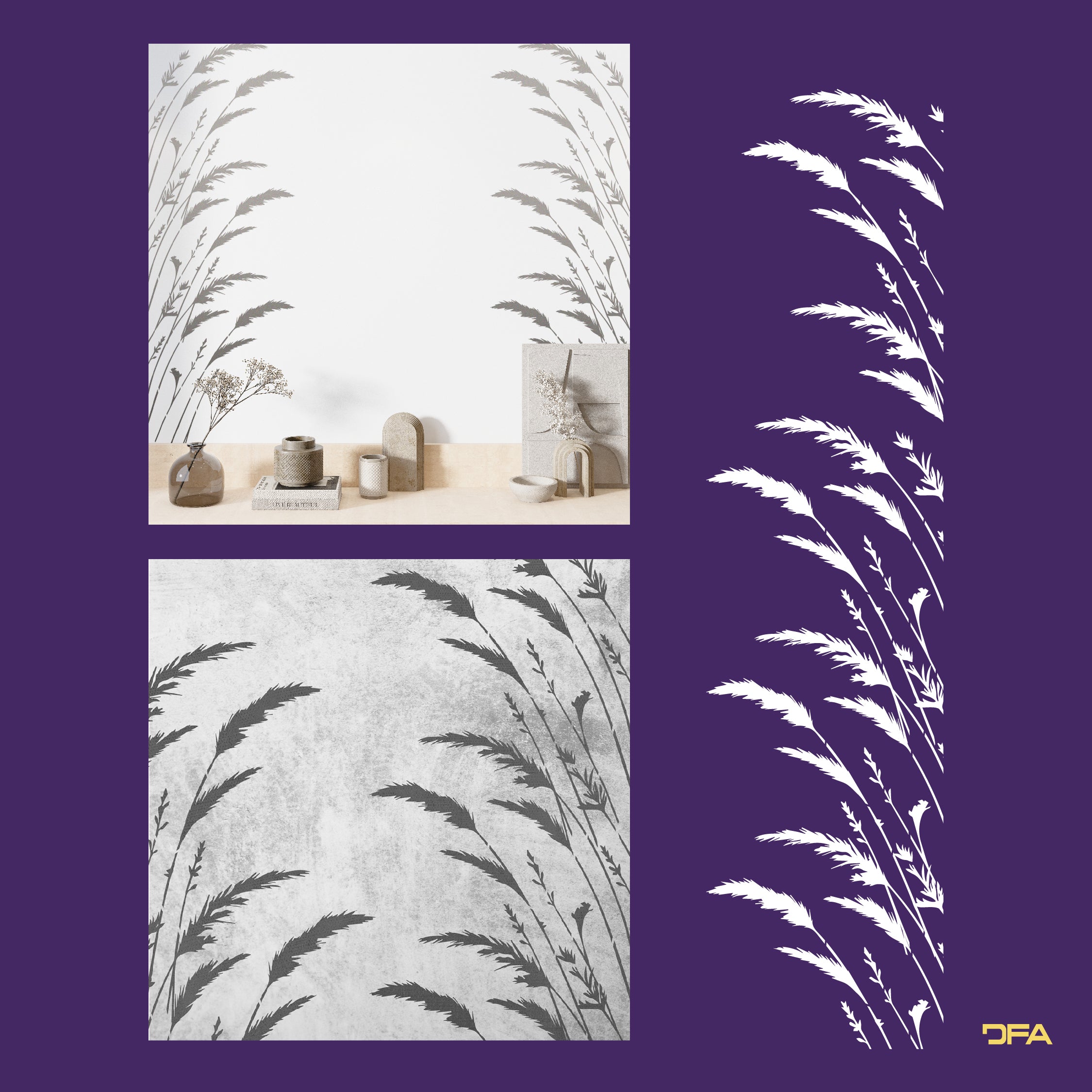 Stencil DFA for walls Grass for plaster and paint 0.3-1mm (P00124)