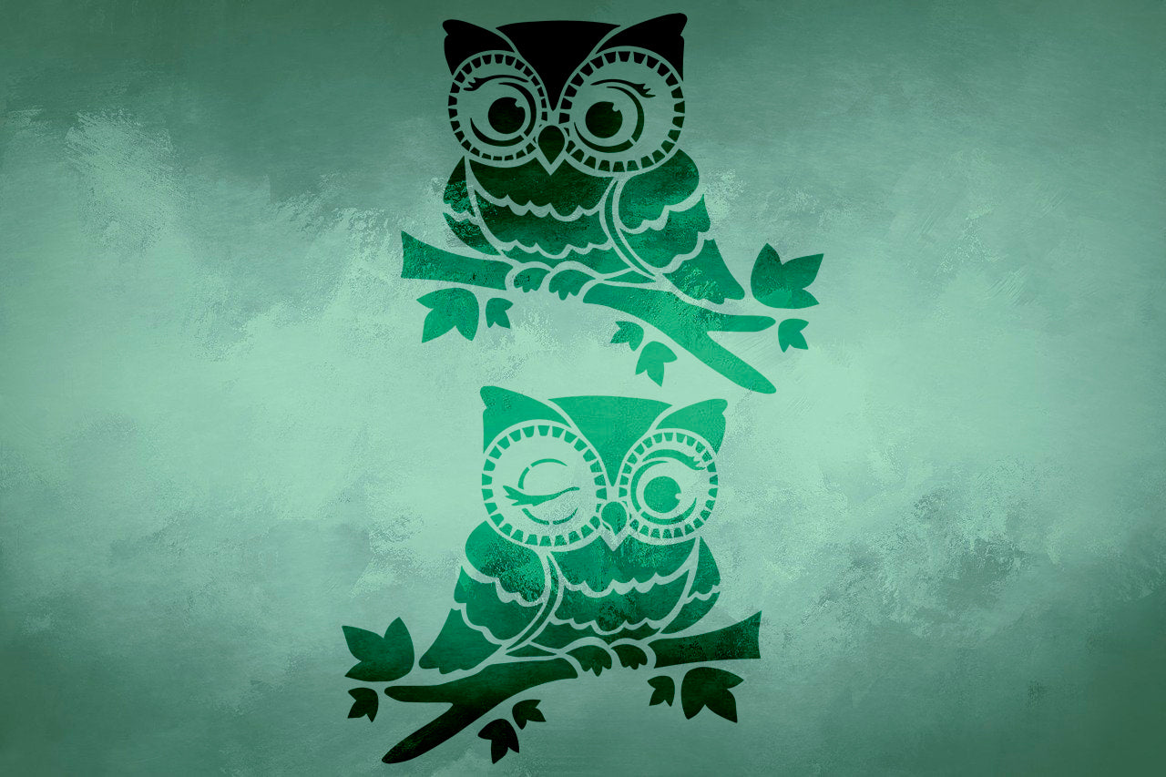 Cute owls on the walls: DFA reusable stencil for children's room 0.3-1 mm (E00073)
