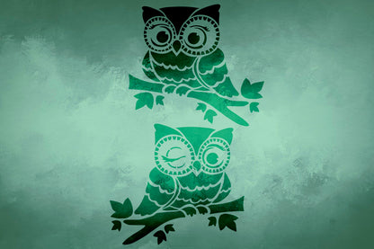 Cute owls on the walls: DFA reusable stencil for children's room 0.3-1 mm (E00073)