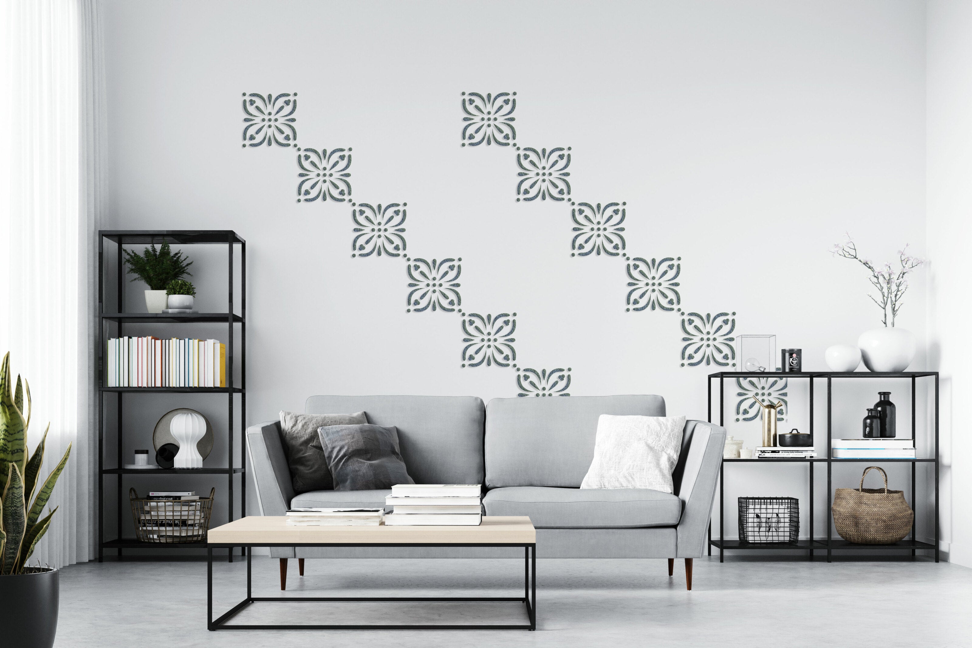 Reusable stencil for decoration DFA square pattern, for putty and paint, 0.3-1mm (K00048)