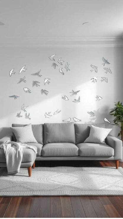 Create your own design: Mirror Birds for unique compositions, 11 pcs/21 pcs/31 pcs, 31 pcs, Gold