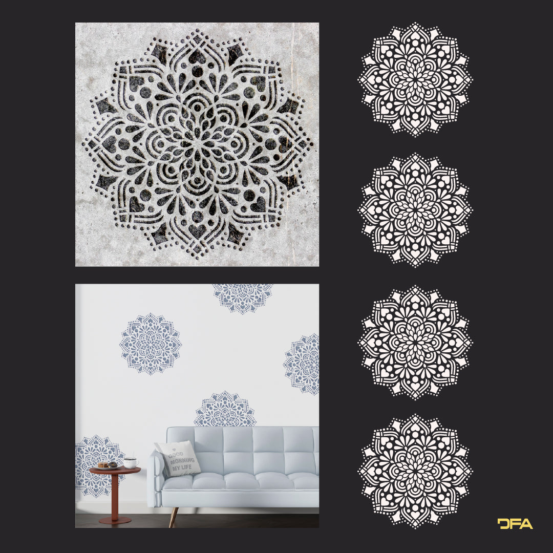 Stencil DFA reusable Round pattern for plaster and paint 0.3-1 mm (С00114), 1mm - For plaster