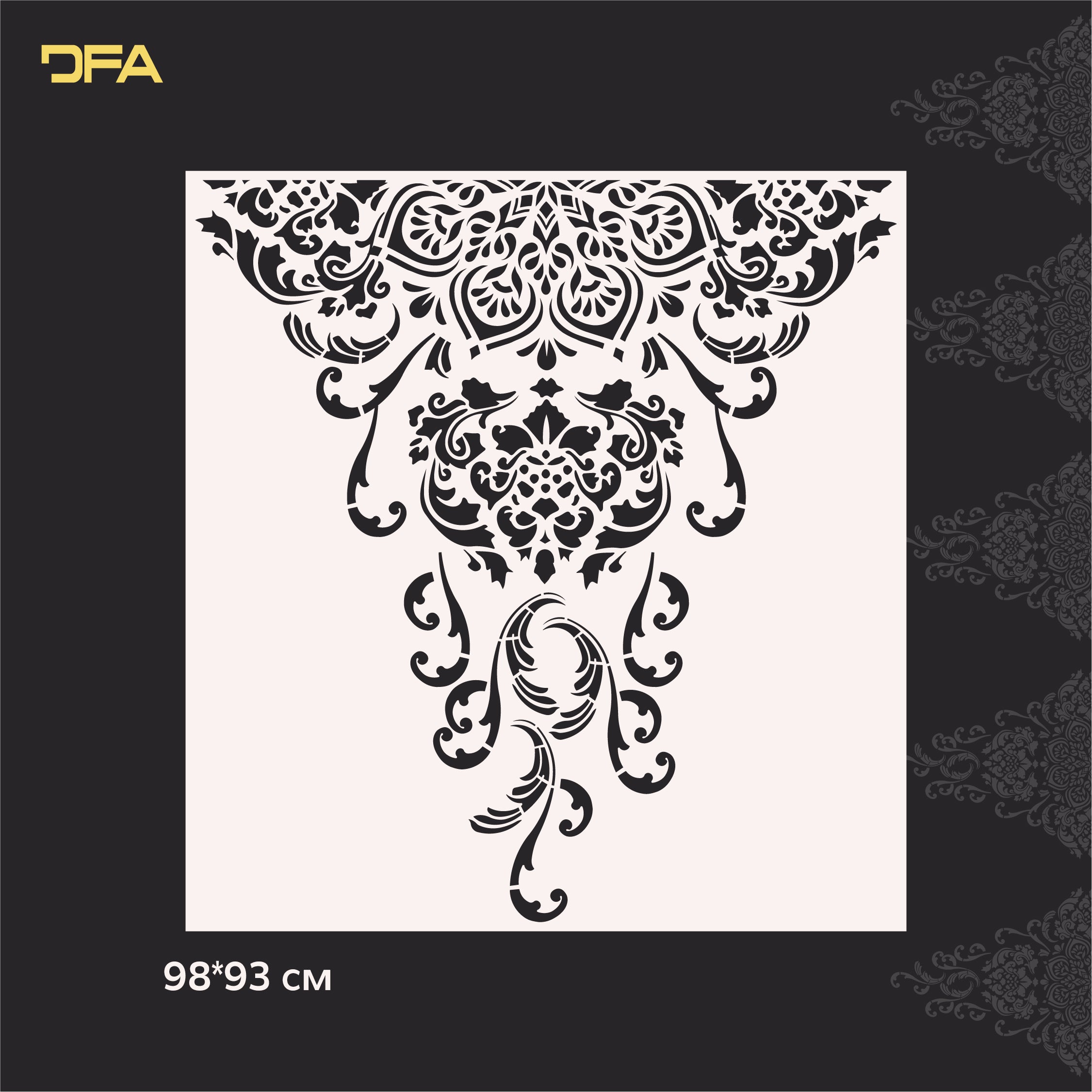 Reusable stencil DFA for decorative plaster and paint Oriental pattern 0.3-1mm (V00051)