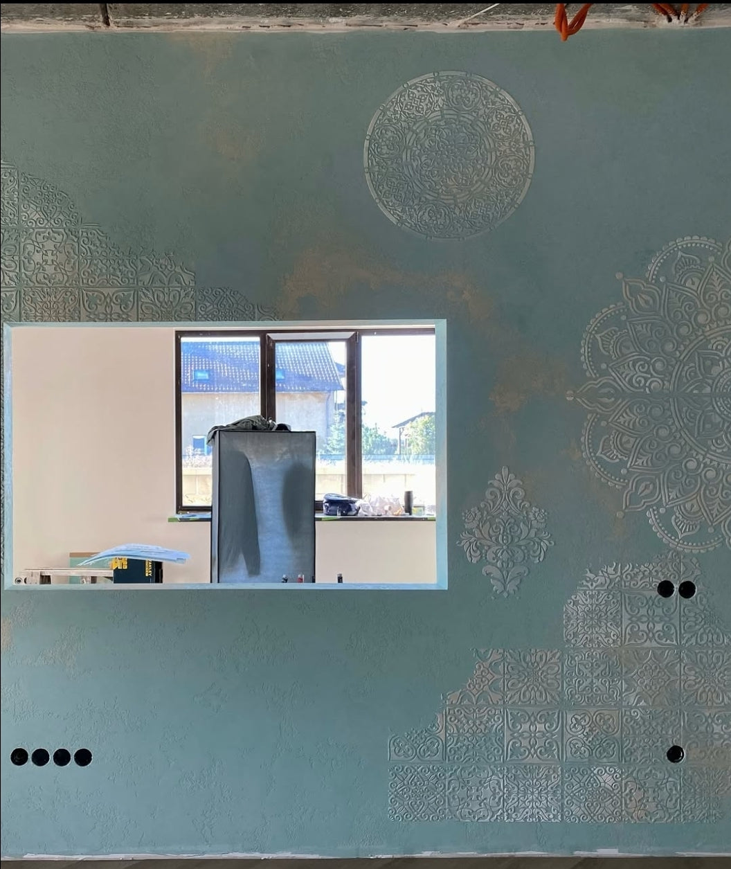 Wall decoration set for plaster and paint 6 Stencils DFA (Square pattern 6 + Round pattern 56 + Damask 11) 0.3-1 mm (N00006)
