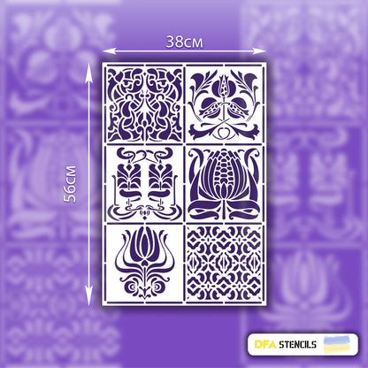 Reusable stencil for decoration DFA square pattern, for putty and paint, 0.3-1mm (K00045)