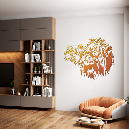 Stencil Lion and Lioness DFA animals for walls for plaster and paint 0.3-1mm (J00049)
