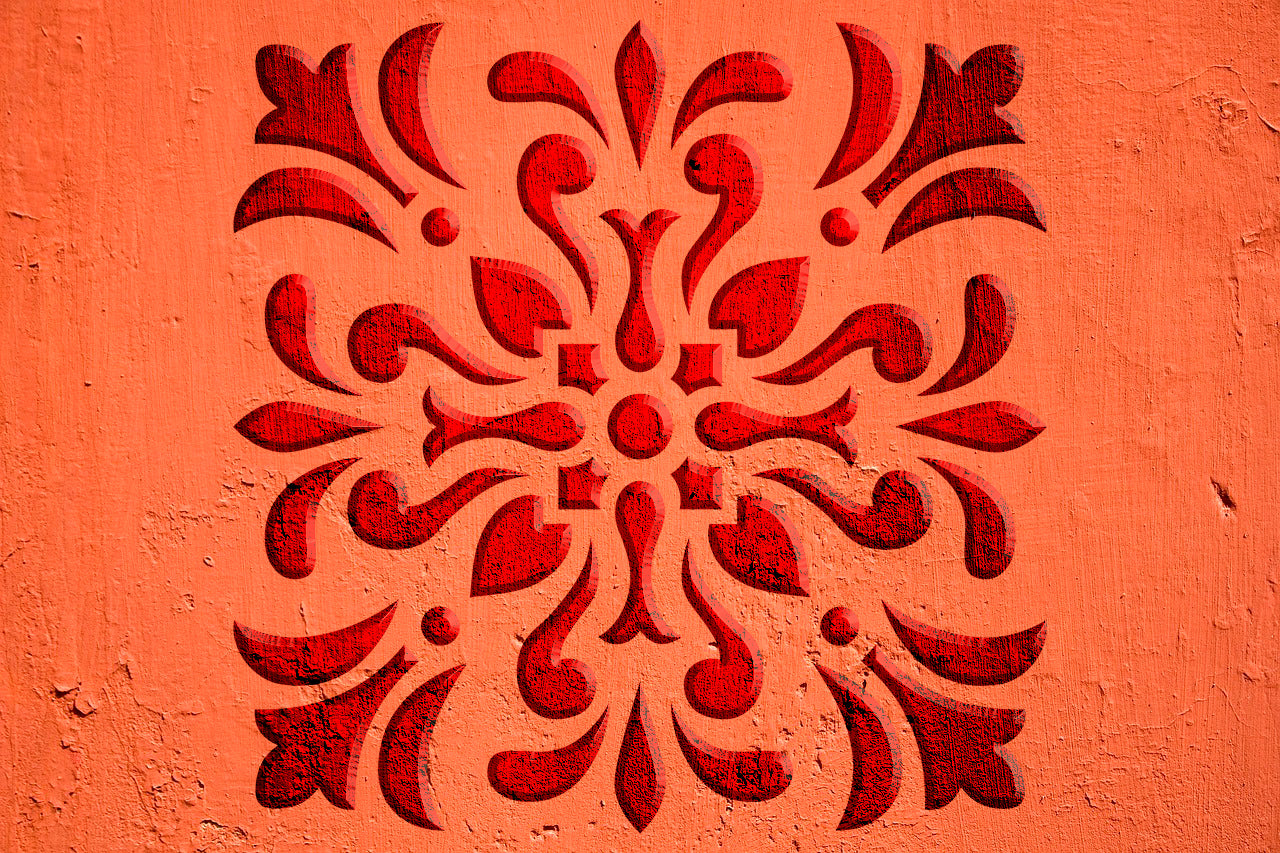 Reusable stencil DFA for decorative plaster and paint Oriental pattern 0.3-1mm (V00065)