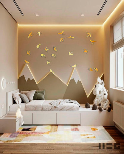 Create your own design: Mirror Birds for unique compositions, 11 pcs/21 pcs/31 pcs, 21 pcs, Gold