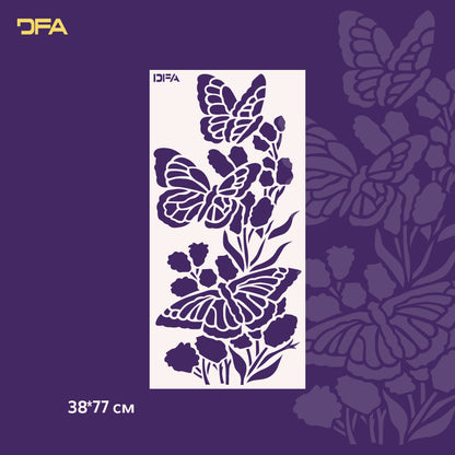 Stencil Butterflies DFA animals for walls for plaster and paint 0.3-1 mm (J00052)