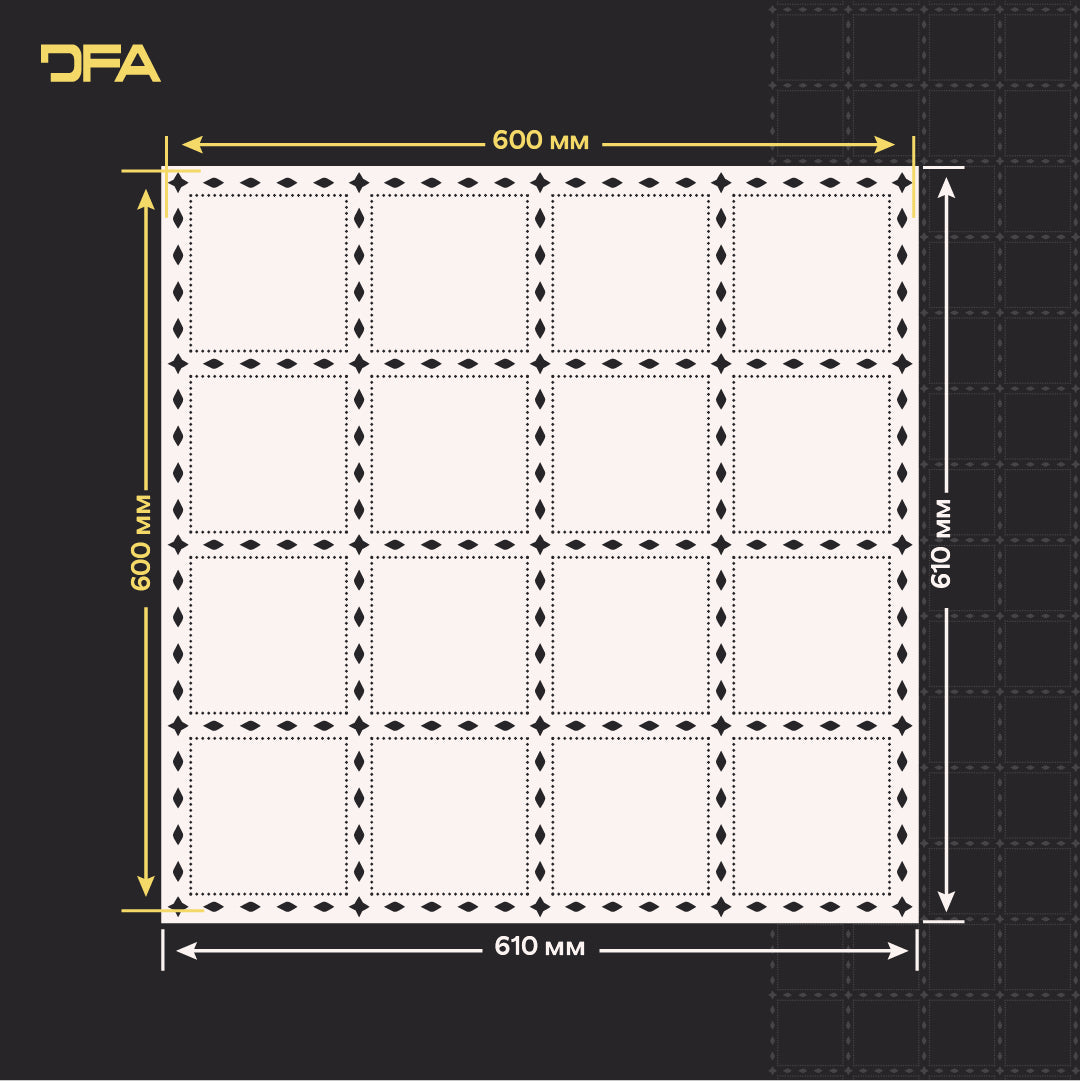 Stylish square stencil DFA - easy to create a pattern on walls 0.3-1 mm (K00131)
