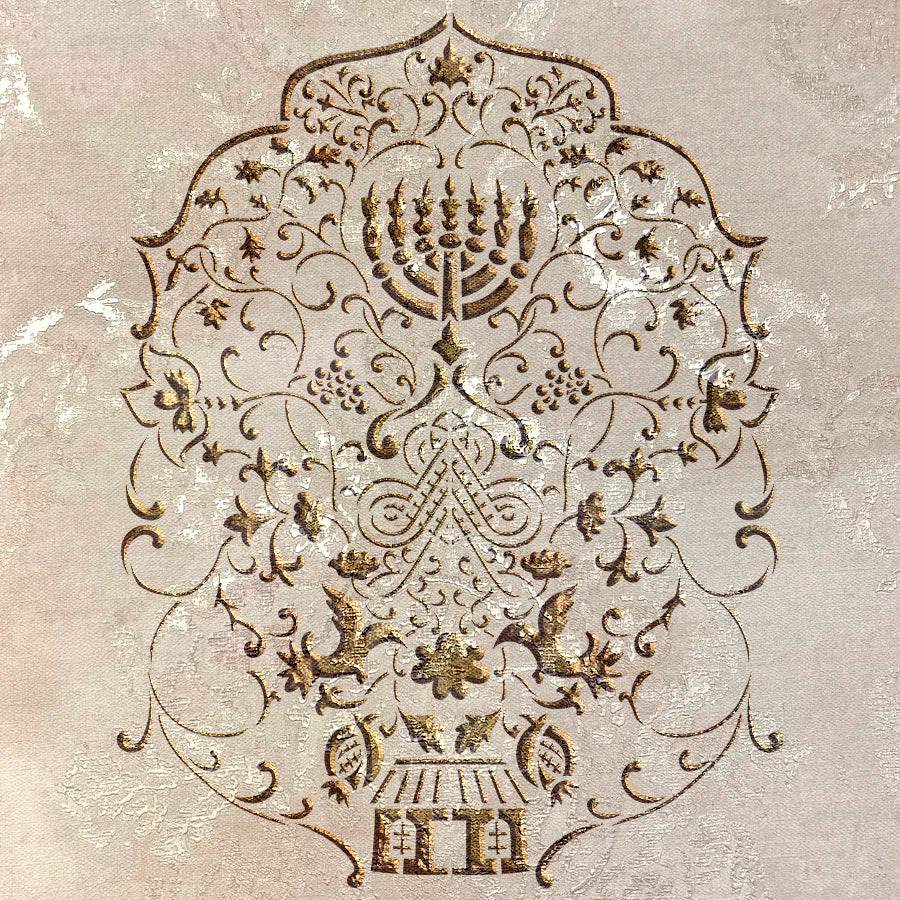 Reusable stencil DFA for decorative plaster and paint Oriental pattern 0.3-1mm (V00070)