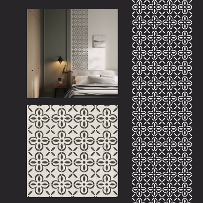Square Patterns for Vibrant Interiors: DFA 0.3–1 mm Decorative Stencil (K00140)