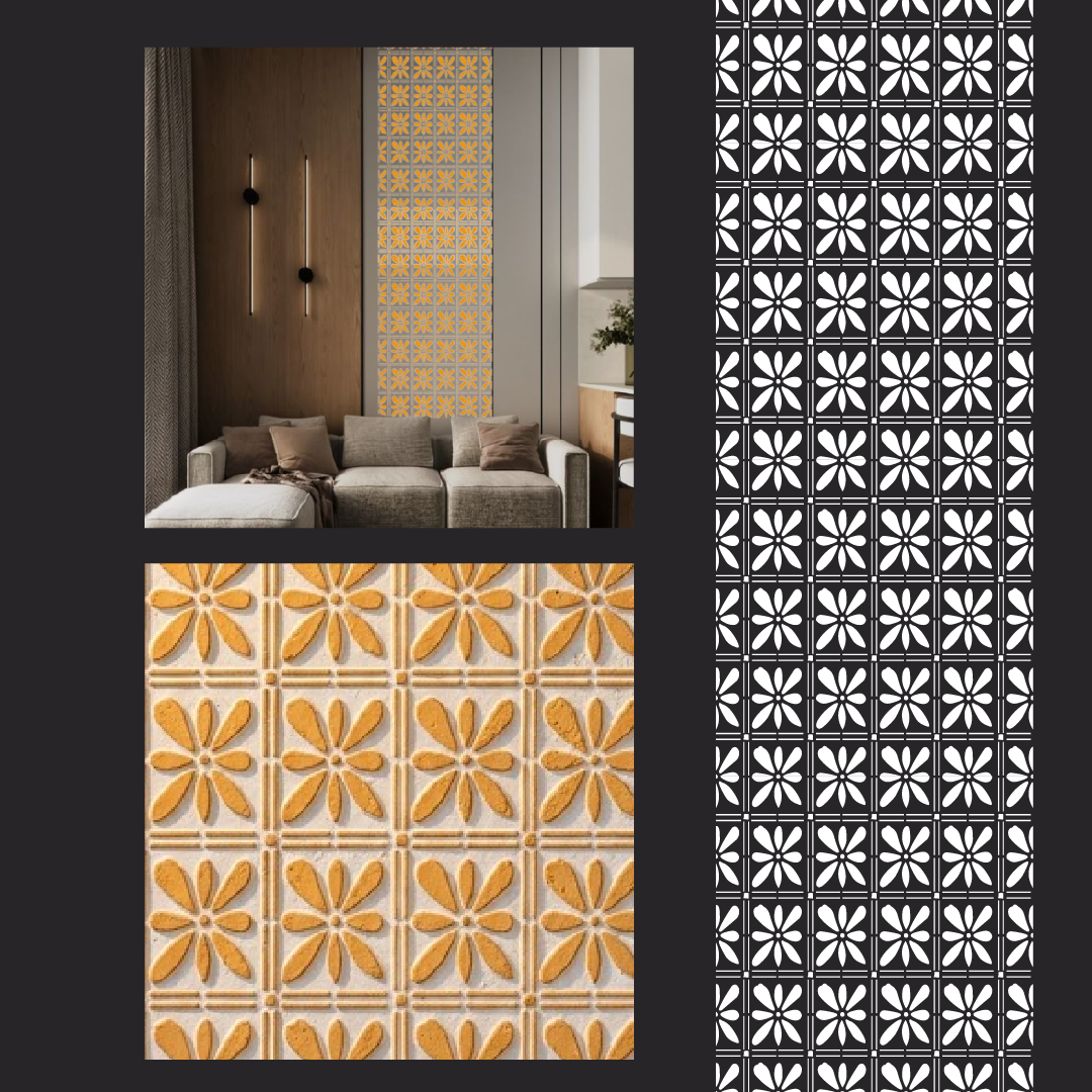 Square Patterns for Vibrant Interiors: DFA 0.3–1 mm Decorative Stencil (K00138)