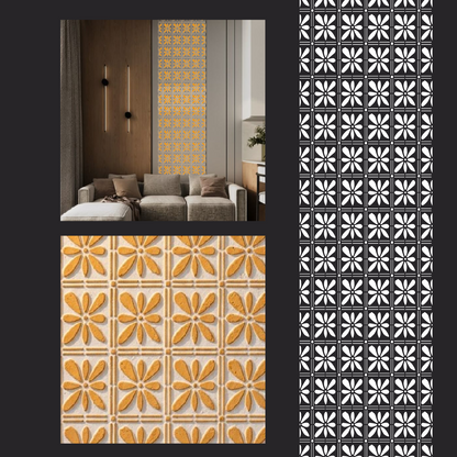 Square Patterns for Vibrant Interiors: DFA 0.3–1 mm Decorative Stencil (K00138)