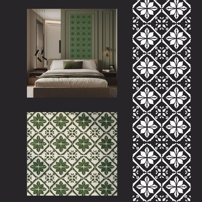 Square Patterns for Vibrant Interiors: DFA 0.3–1 mm Decorative Stencil (K00137)