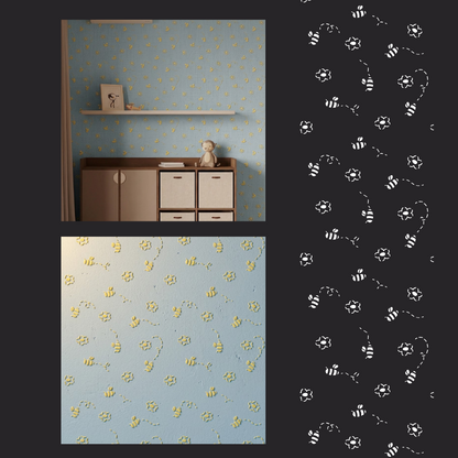 Bees on the walls – a magical atmosphere for a child's room with DFA 0.3–1 mm (E00099)