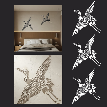 Crane Wall Stencil — DFA Stencil for Vibrant Decor, 0.3–1 mm (J00077)