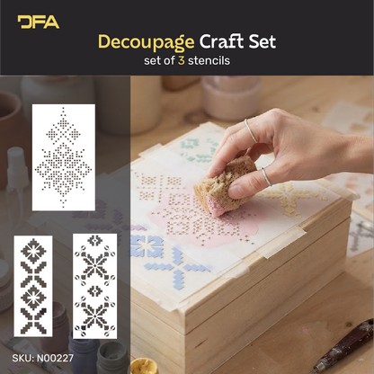 Cross Stitch Pattern Stencil Set – 3 Geometric Craft Designs