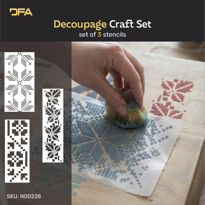 Embroidery-Inspired Geometric Stencil Set – 3 Craft Patterns