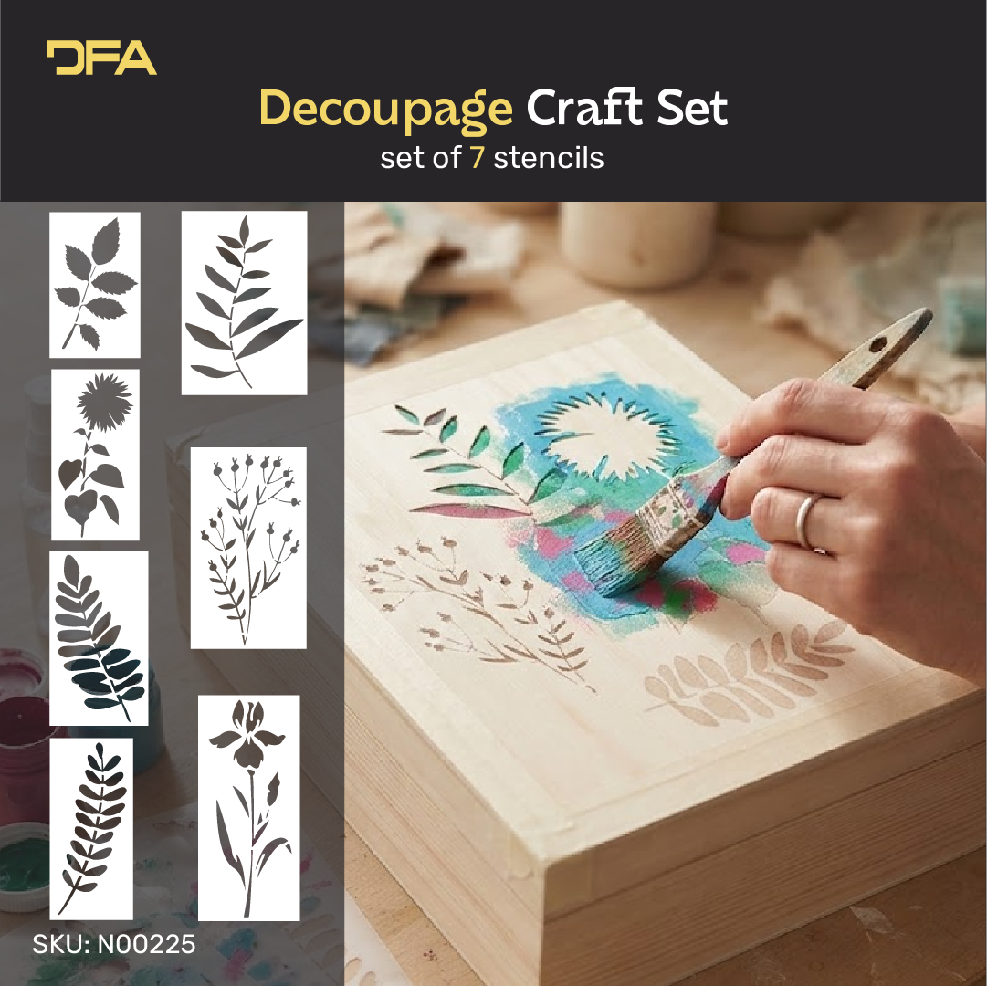 Botanical Leaf & Flower Stencil Set – 7 Reusable Designs