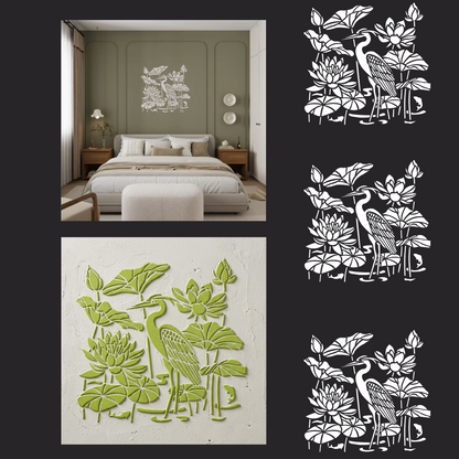 DFA Heron stencil — create a sense of lightness in your interior. Thickness 0.3–1 mm (J00082)