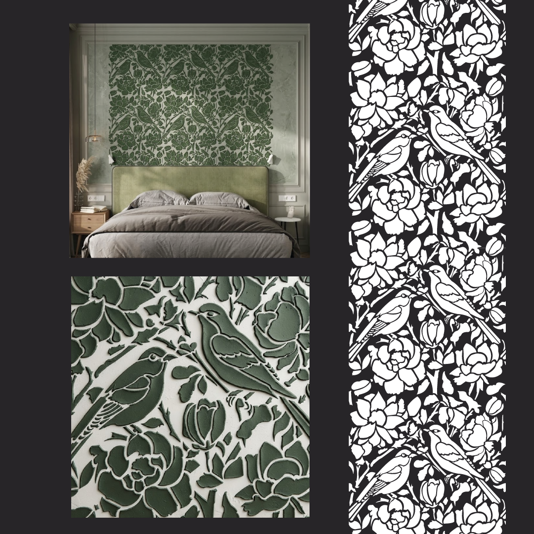 DFA Reusable Stencil "Nature" for Plaster and Paint 0.3–1 mm – William Morris Collection (P00181)