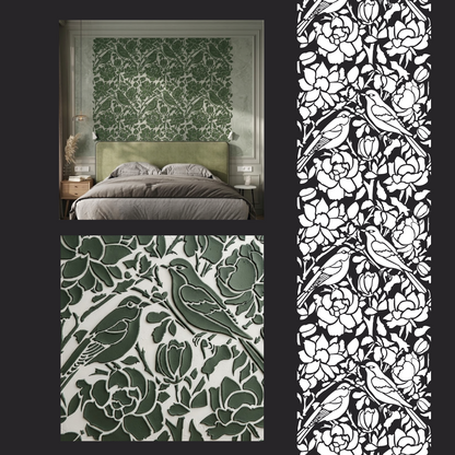 DFA Reusable Stencil "Nature" for Plaster and Paint 0.3–1 mm – William Morris Collection (P00181)