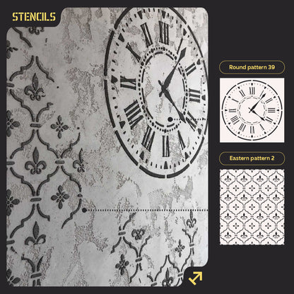 Set for plaster and paint wall decoration 16 DFA stencils (Round pattern 39 + Oriental pattern 2) 0.3-1 mm (N00016)