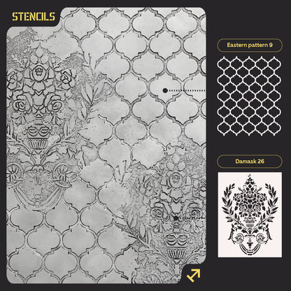 Set for wall decoration under plaster and paint 29 (Damask 26 + Oriental pattern 9) 0.3-1 mm (N00029)