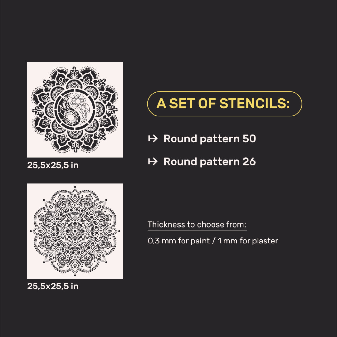 Wall decoration set for plaster and paint 30 (Round pattern 50 + Round pattern 26) 0.3-1 mm (N00030)