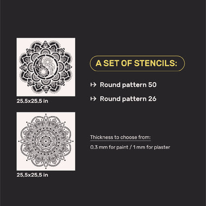 Wall decoration set for plaster and paint 30 (Round pattern 50 + Round pattern 26) 0.3-1 mm (N00030)