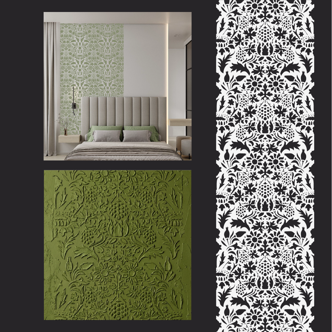 DFA Reusable Stencil "Nature" for Plaster and Paint 0.3–1 mm – William Morris Collection (P00191)