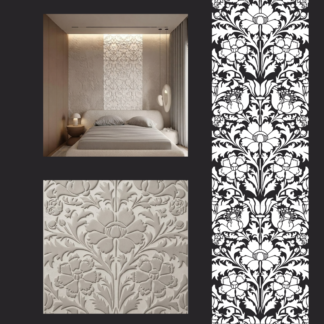 DFA Reusable Stencil "Nature" for Plaster and Paint 0.3–1 mm – William Morris Collection (P00185)
