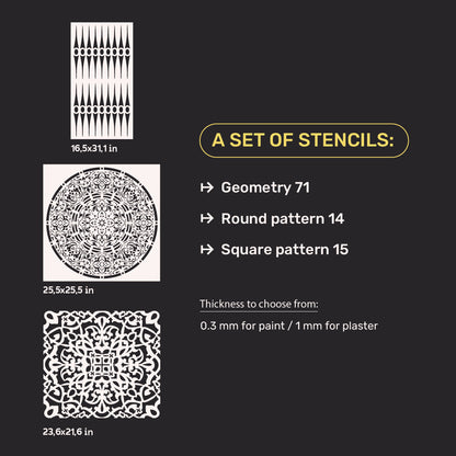 DFA 3 in 1 Stencil Set: Perfect Geometry for Modern Design and Professional 3D Embossing 0.3-1 mm (N00152)