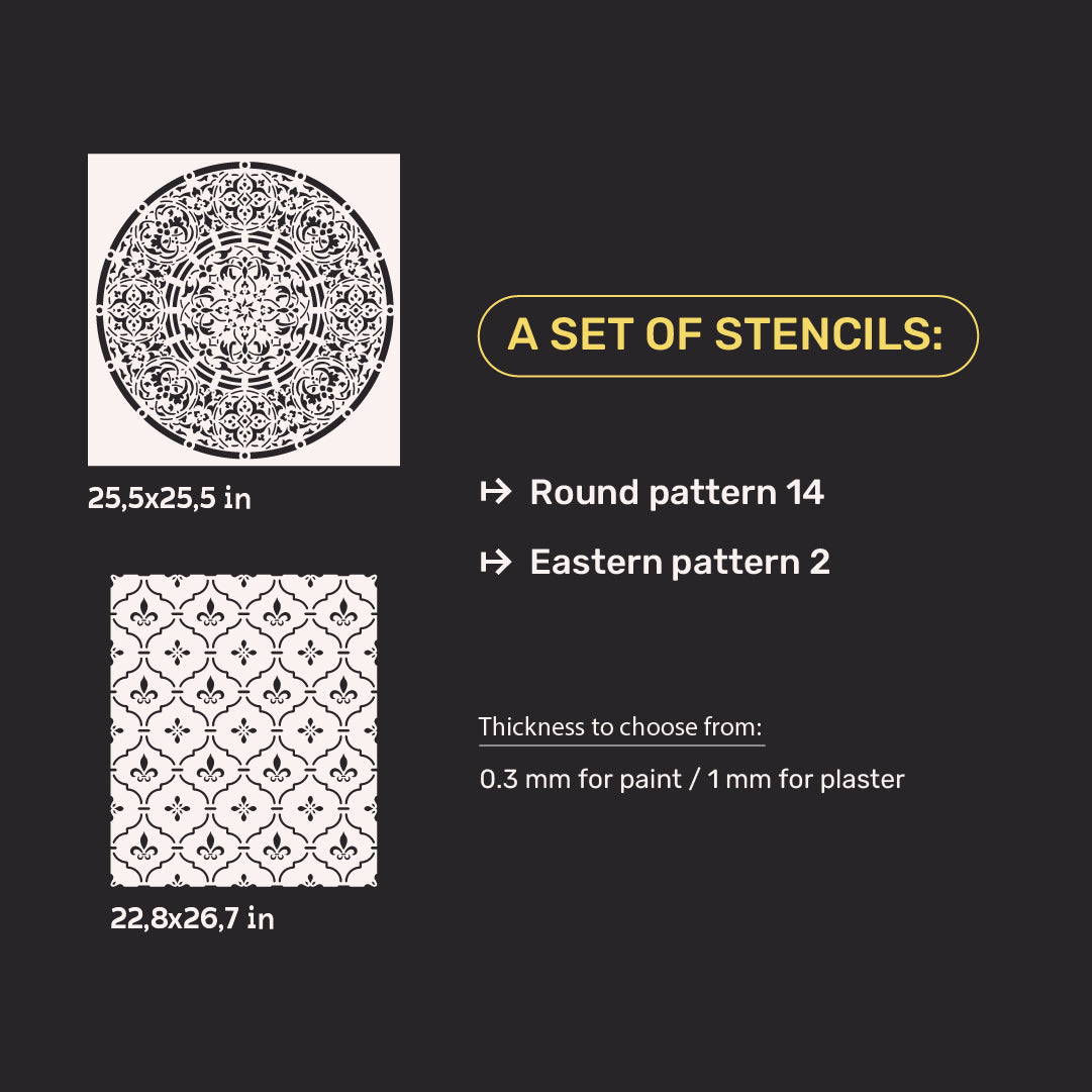 DFA stencils for decoration (Round 14 + Eastern 2) for plaster and paint 0.3-1 mm (N00090)
