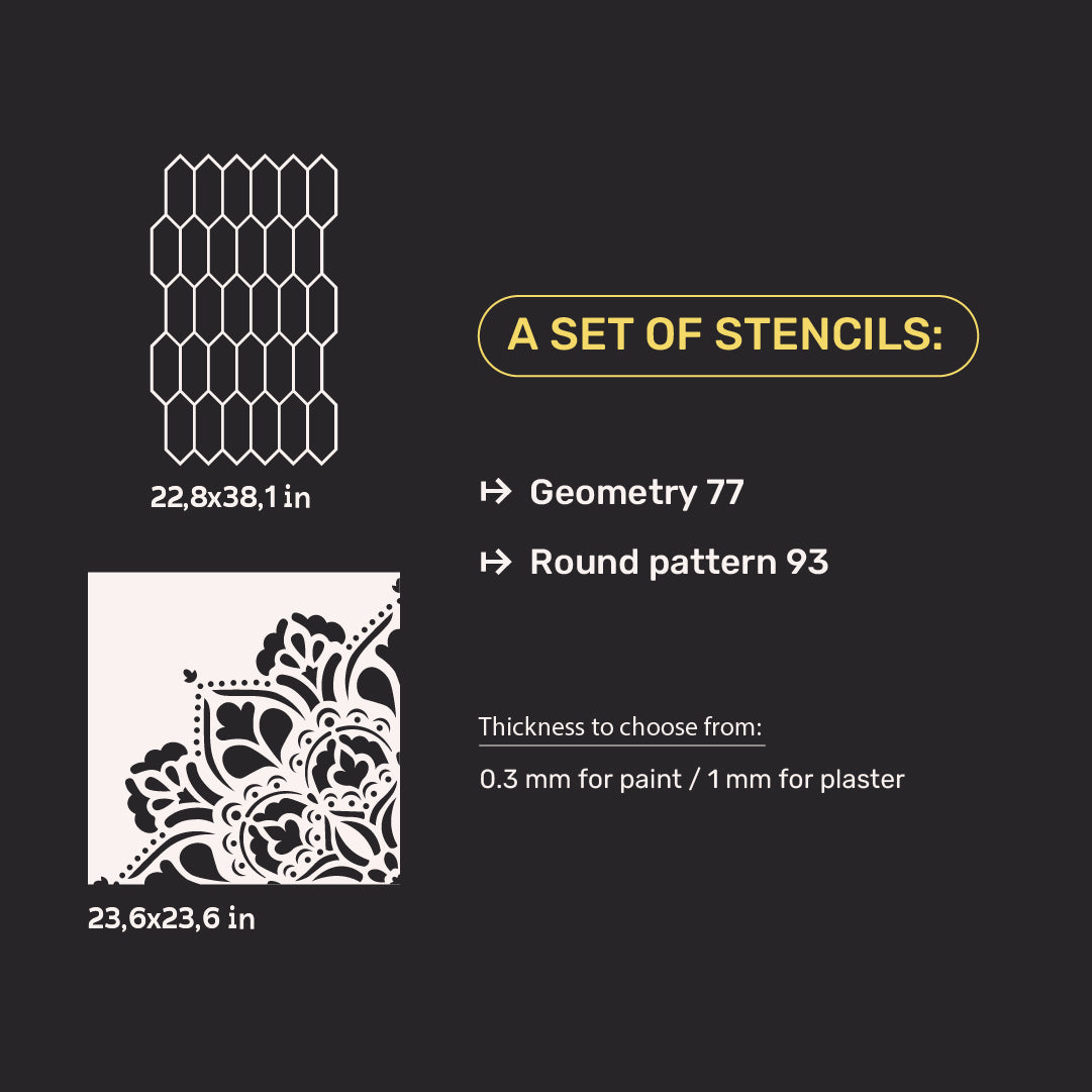 Set for wall decoration under plaster and paint 37 (Geometry 77 + Round pattern 93) 0.3-1 mm (N00037)