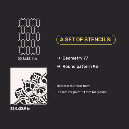 Set for wall decoration under plaster and paint 37 (Geometry 77 + Round pattern 93) 0.3-1 mm (N00037)