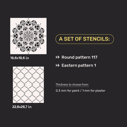 DFA stencils for wall decoration (Round 117 + Eastern 1) for plaster and paint 0.3-1 mm (N00053)