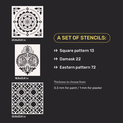 DFA wall decoration set (Square 13 + Damask 22 + Oriental 72) for plaster and paint 0.3-1 mm (N00072)