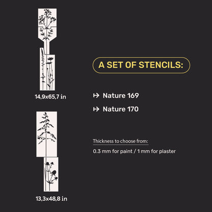 Set of DFA stencils for wall decoration (Nature 169 + Nature 170) for plaster and paint 0.3-1 mm (N00119)