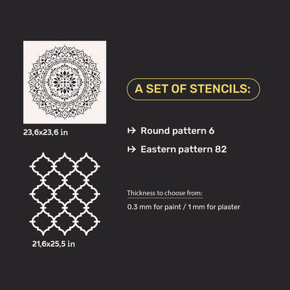 Set of stencils DFA decor for plaster and paint (Round 6 + Eastern 82) 0.3-1 mm (N00093)