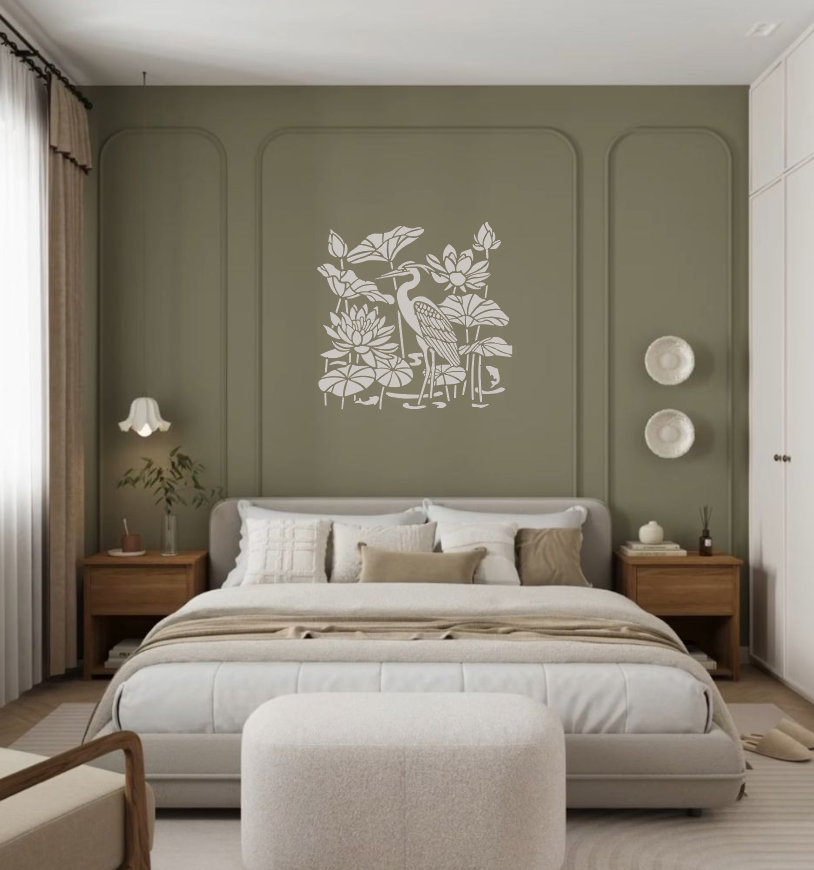 DFA Heron stencil — create a sense of lightness in your interior. Thickness 0.3–1 mm (J00082)