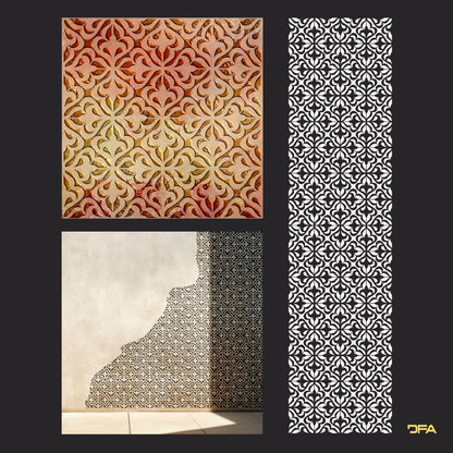 Reusable stencil DFA for decorative plaster and paint Oriental pattern 0.3-1mm (V00061)