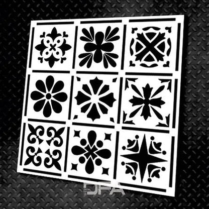 Decor without borders: DFA stencil with square ornament for paint and plaster 0.3-1 mm (K00001)