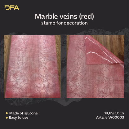 Silicone impression for decoration Marble veins red W00003