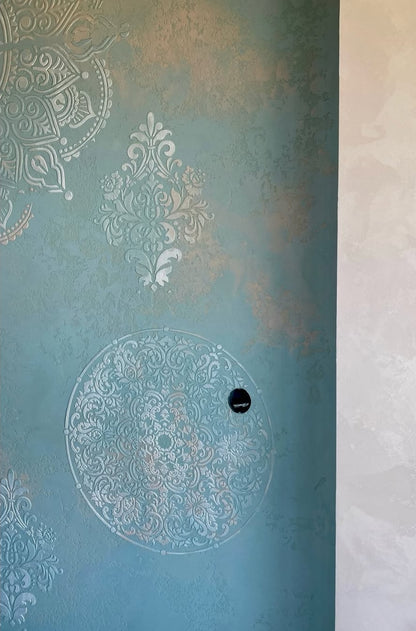 Wall decoration set for plaster and paint 6 Stencils DFA (Square pattern 6 + Round pattern 56 + Damask 11) 0.3-1 mm (N00006)