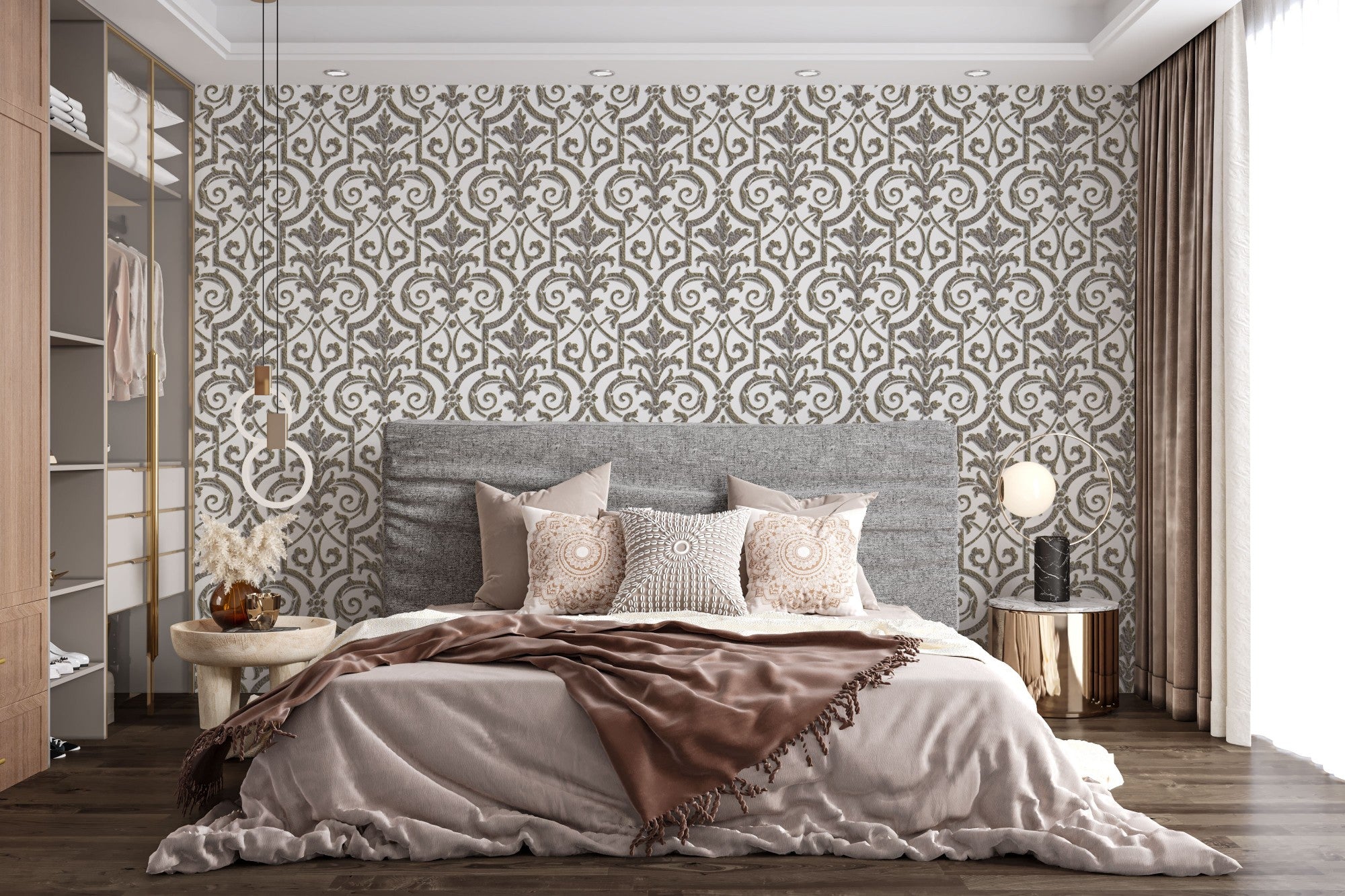 Reusable stencil DFA for decorative plaster and paint Oriental pattern 0.3-1mm (V00035)