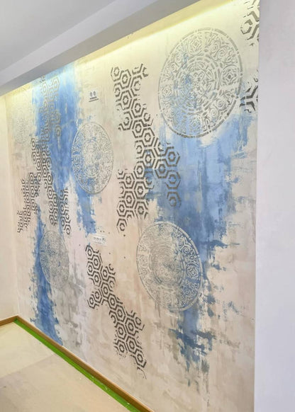 Round patterns - a new aesthetic of decorative plaster with a stencil DFA 0.3-1 mm (С00116)