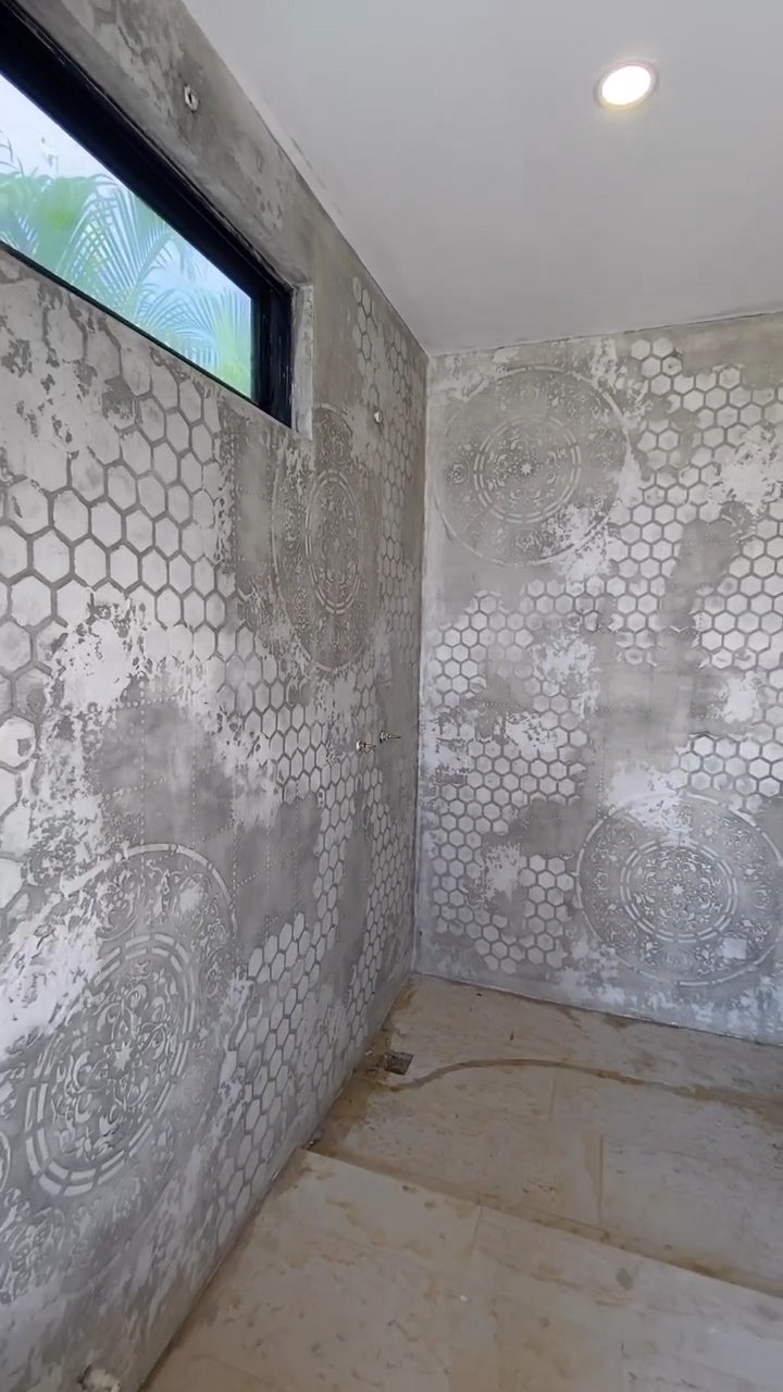 Stencils DFA set (Round 14 + Square 11 + Geometry 31) for plaster and paint 0.3-1 mm (N00110)