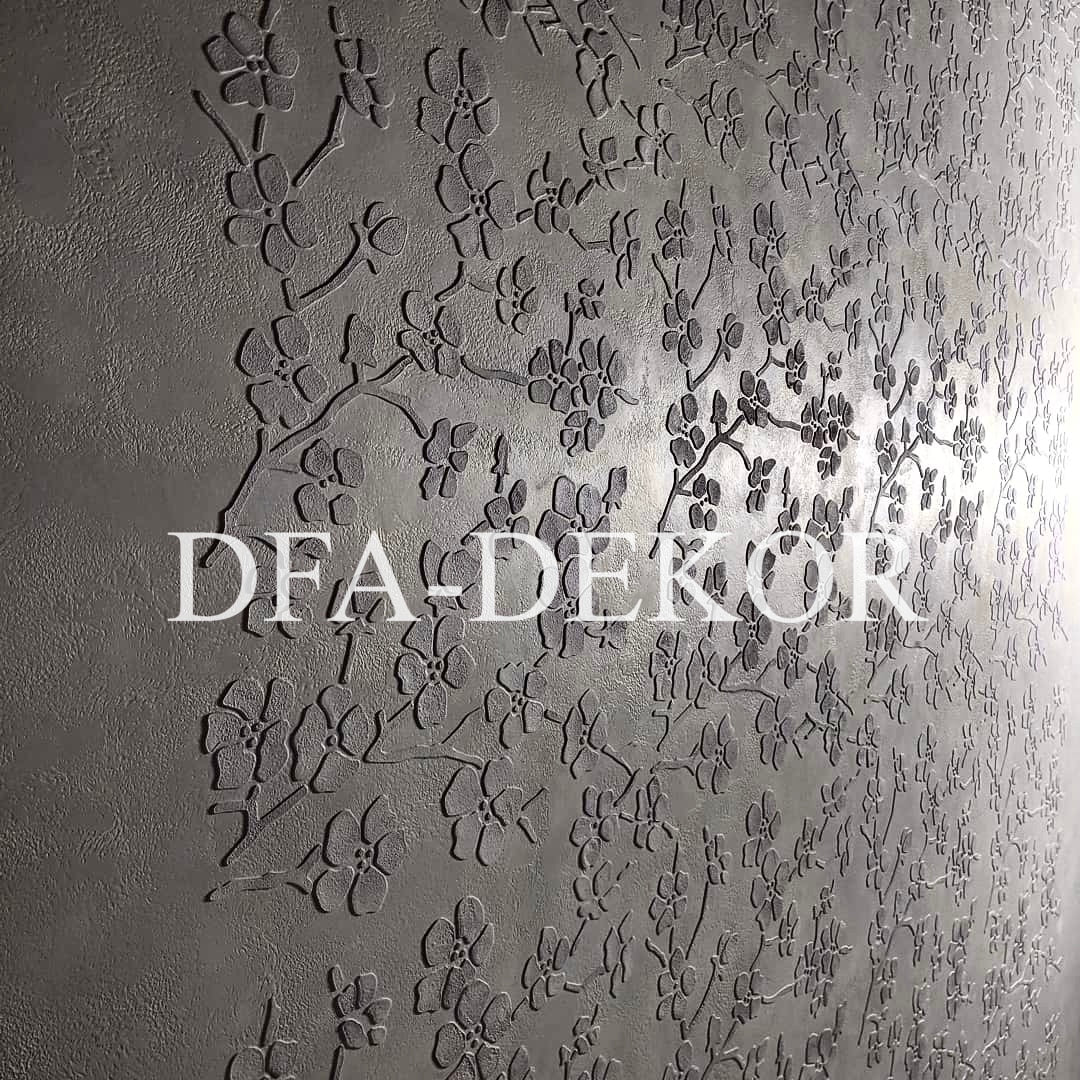 DFA Reusable stencil for decorative plaster Flowers for plaster and paint 0.3-1mm (P00023), 1mm - Under plaster